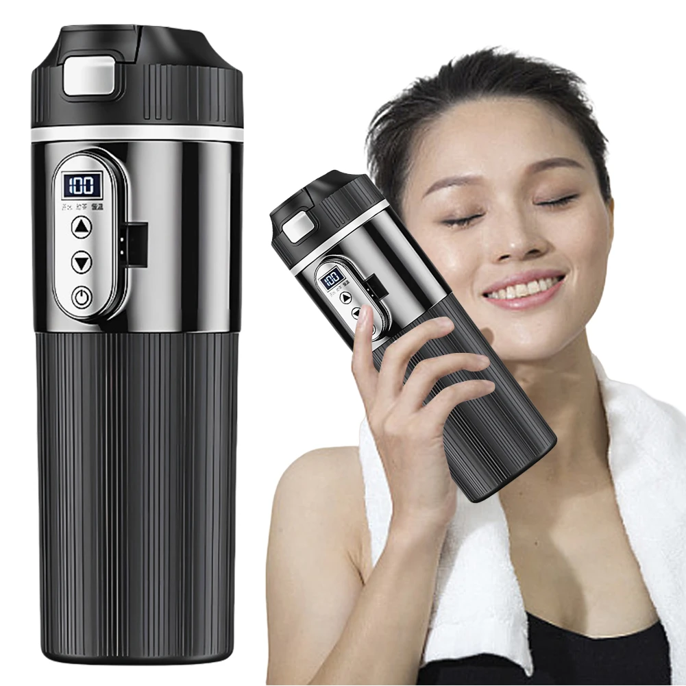 12V/24V 차량용 가열컵 디지털 LCD 디스플레이 스테인리스 스틸 휴대용 차량용 가열컵 500ML 컵 커피 우유 가열 주전자