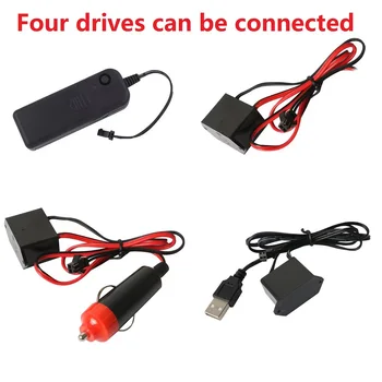 네온 조명 EL 와이어 드라이버 인버터, PC USB 자동차 담배 플러그 어댑터 컨트롤러, EL 와이어 스플리터 커넥터, 케이블 1 ~ 2, 3, 4/5