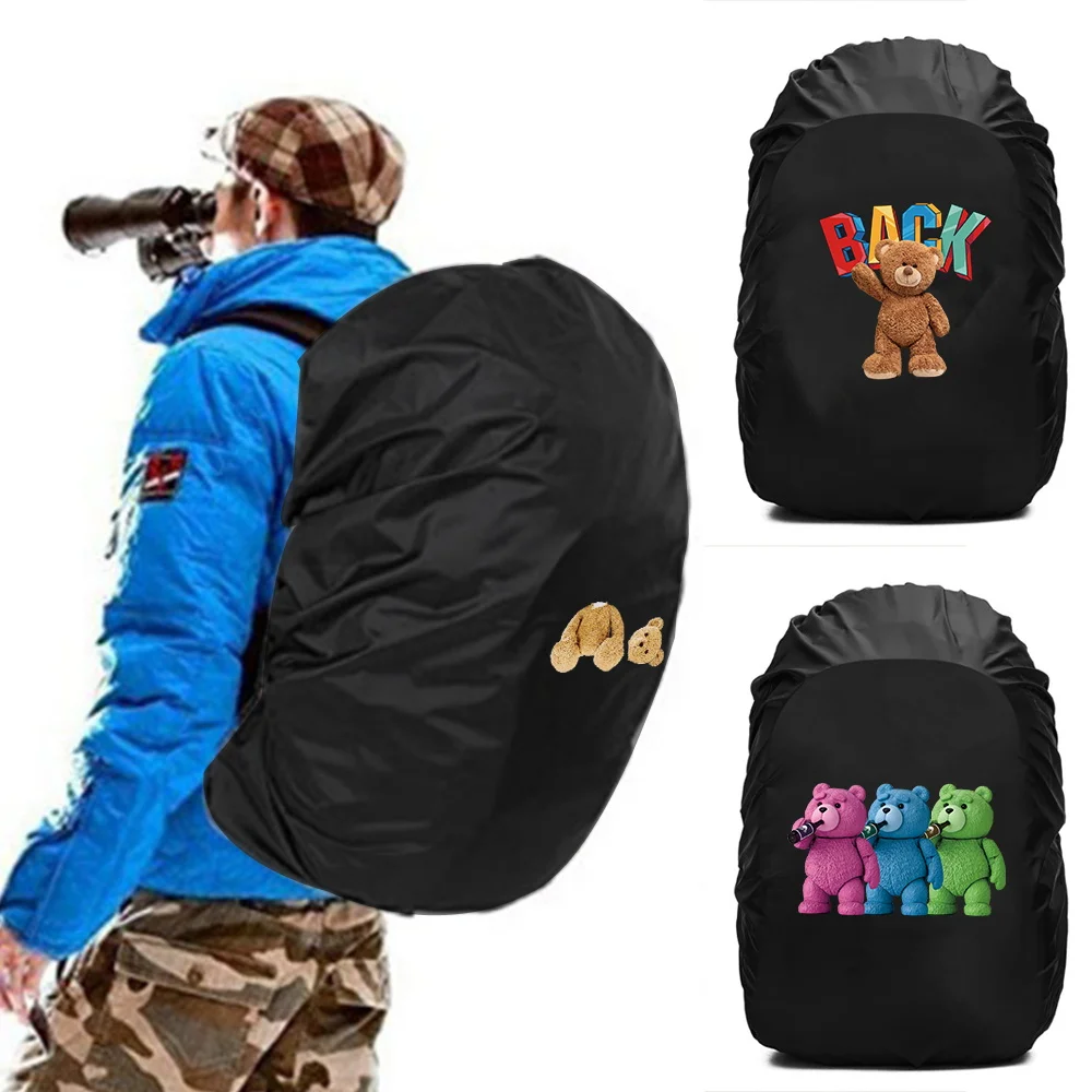 20-70L Backpack RainCover Dustproof Cover Climbing Bag Sun Protect Cover Outdoor Waterproof Rain Cover for BackPack Bear Pattern