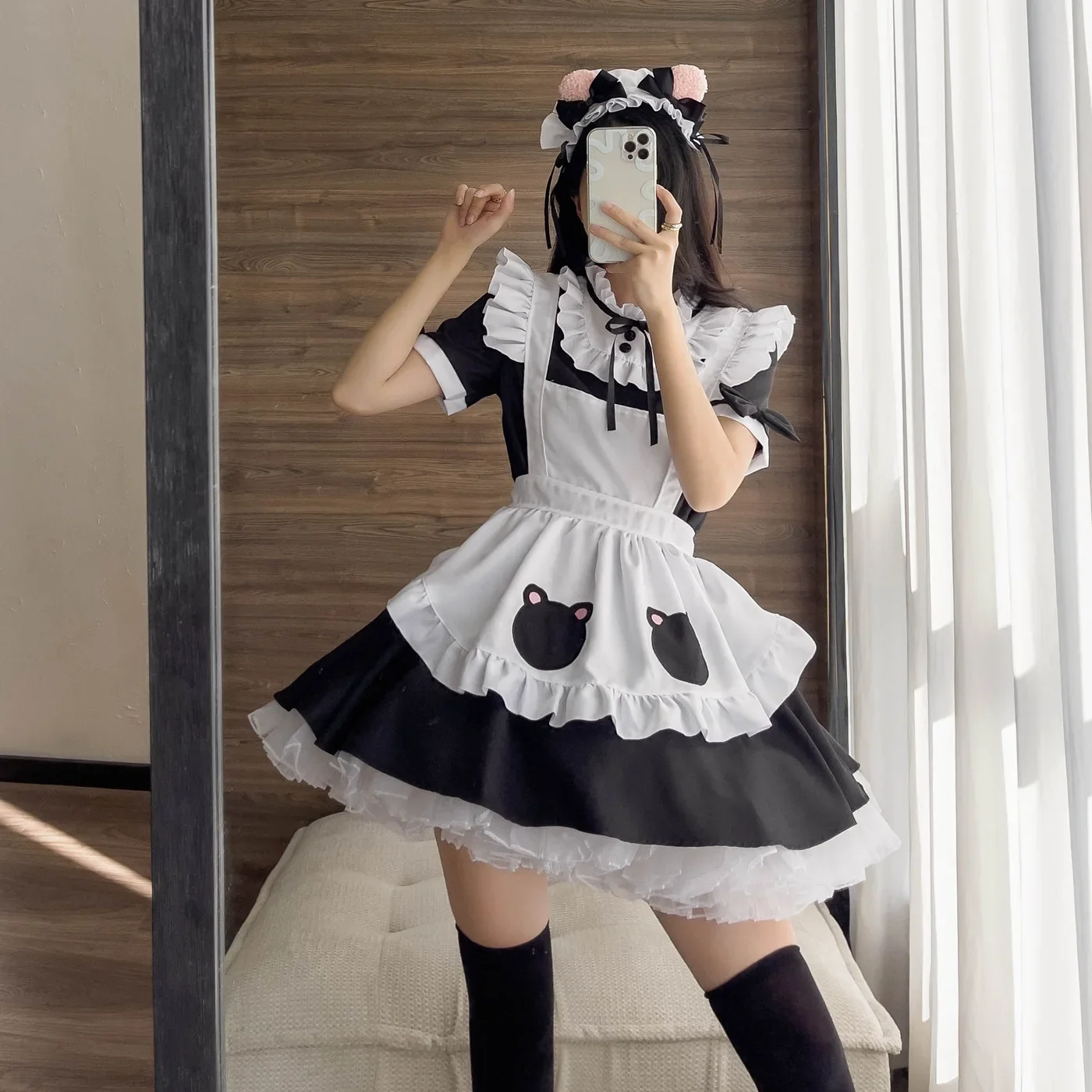 Black White Miad Cosplay Costume Plus Size Lolita Cat Girl Anime Kawaii Dress Sexy Lingerie Gothic Lolita Fairy Party Sweet Gift