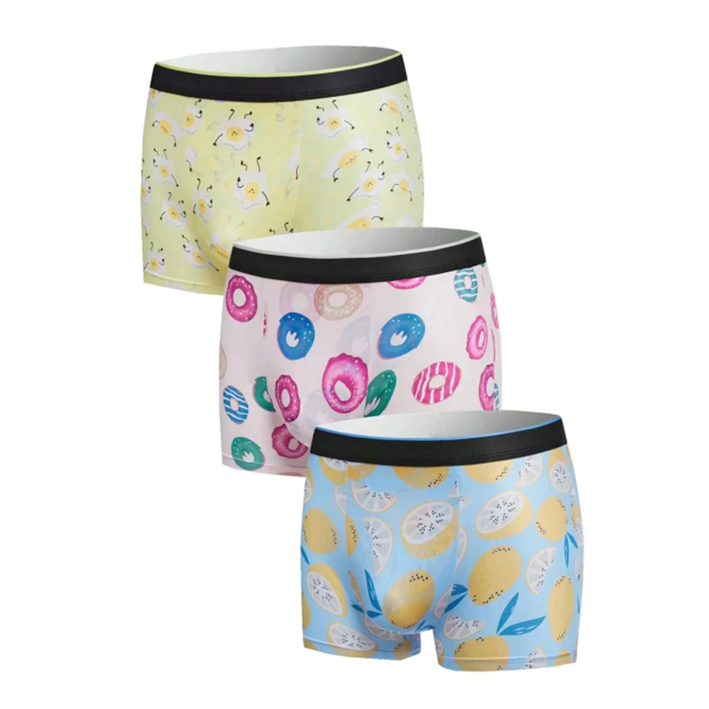 Sexy Men Boxer Briefs Sweet Fruit Printed Shorts U Convex Pouch Underwear  Underpants Breathable Trunks Lingerie