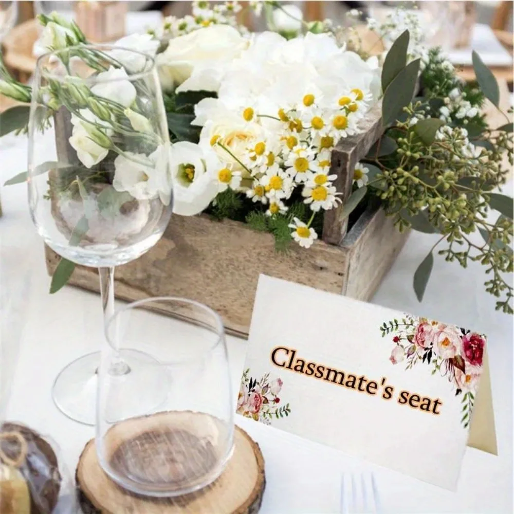 20/50/100pcs printed flowers name place cards wedding seating number card table decor Christmas birthday party greeting card