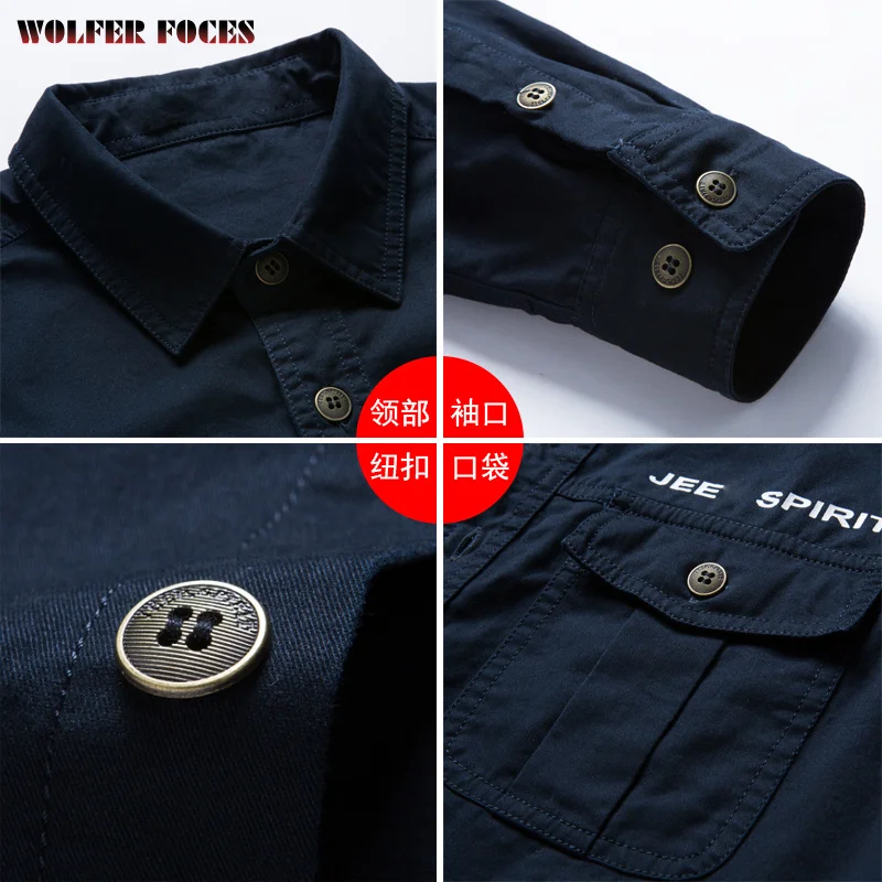 Men's Cotton Long-sleeved Shirt Autumn New Style Men's Business Casual Loose Large Size Fashion Tooling Shirt