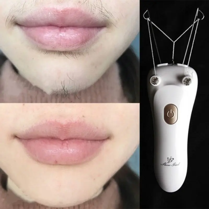 Mini Electric Facial Body Hair Removal USB Cotton Thread Epilator Shaver Trimmer Devices for Women Neck Lip Chin Arm Legs Beauty 4
