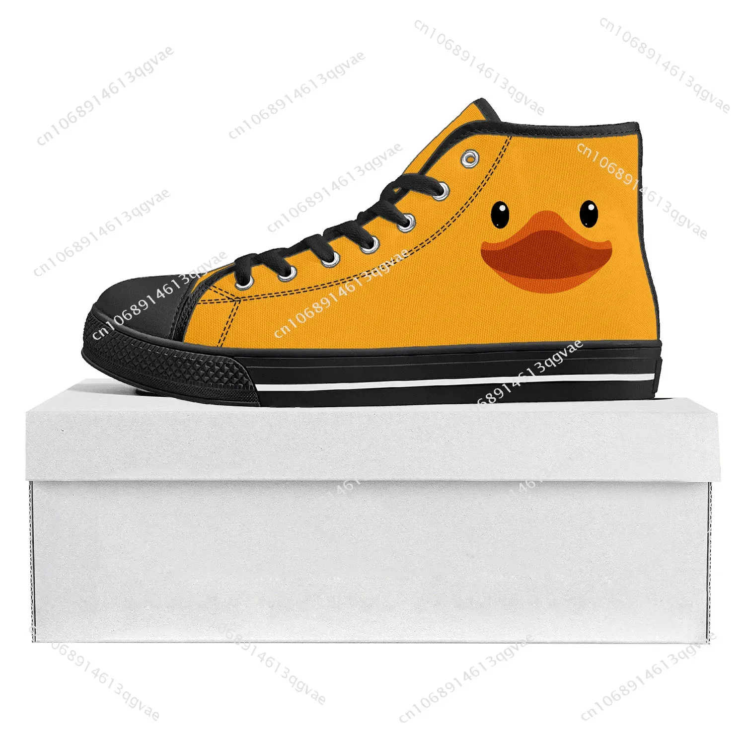 Yellow Duck Printed High Top High Quality Sneakers Mens Womens Teenager Canvas Sneaker Casual Couple Shoes Custom Made Shoe