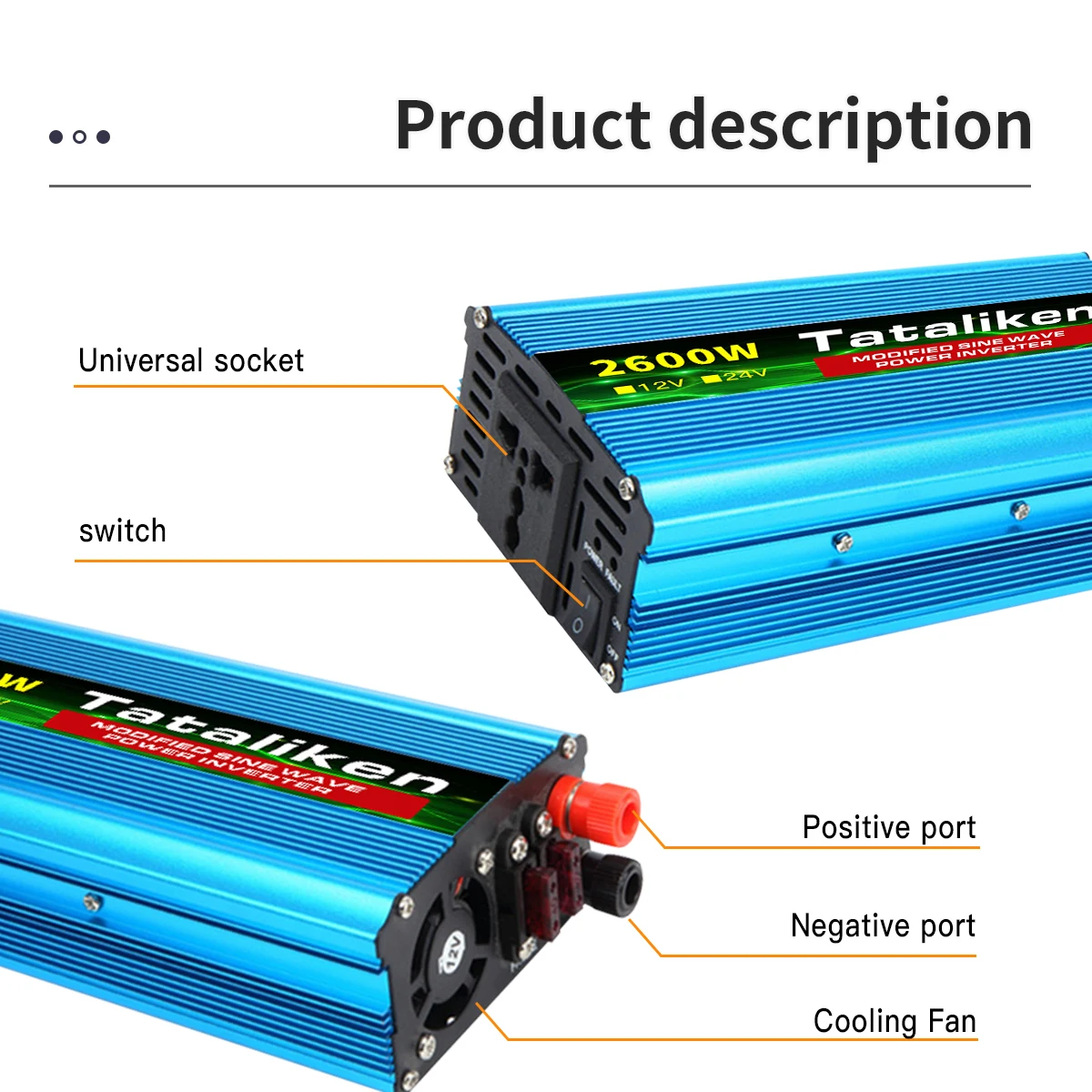 high power inverter Ac 220v 600w1500w3000w4000w dc 12v correction wave