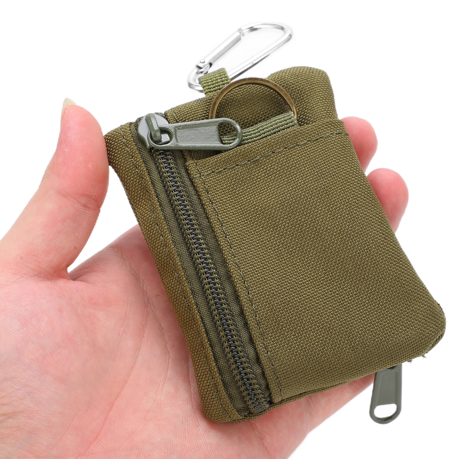 Borsa Tattica Molle EDC - Portafoglio Portatile In Nylon Con Moschettone, Verde, Per Accessori, Chiavi E Carte, Per Campeggio E Outdoor
