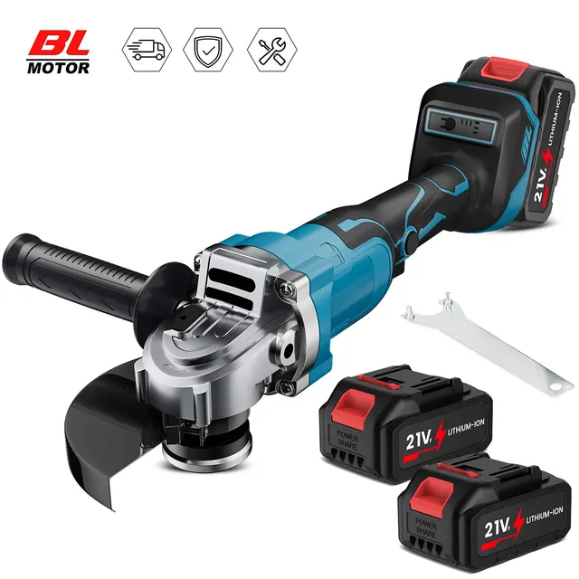 Meuleuse d'angle électrique sans balais 12000 tr/min 125 mm à vitesse variable, machine de découpe, outil de travail du bois pour batterie Makita 18v 1