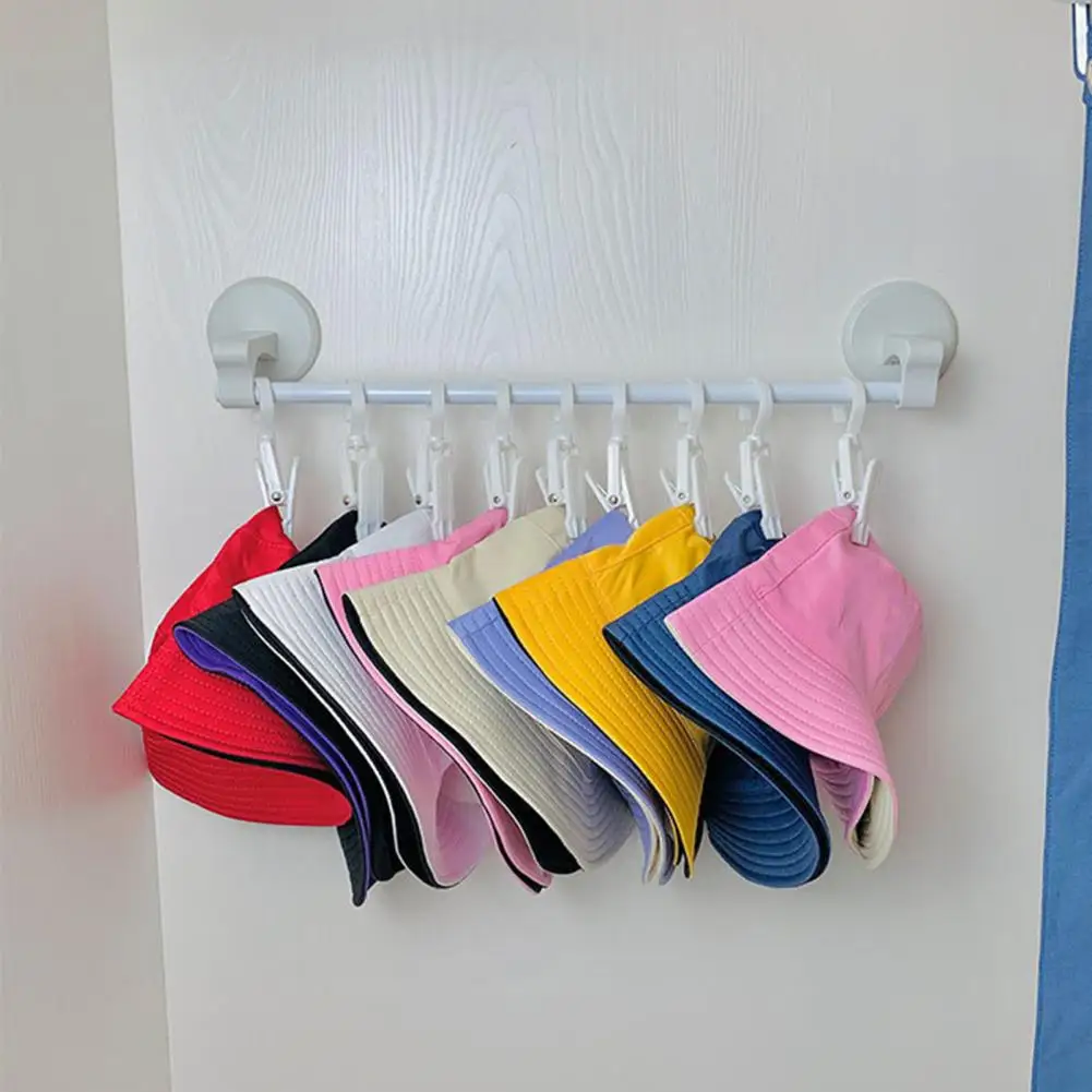 

Space-saving Hanging Storage for Hats Rotating Hat Clip Clothespin Windproof Anti-slip Hooks for Drying Hats Towels Socks