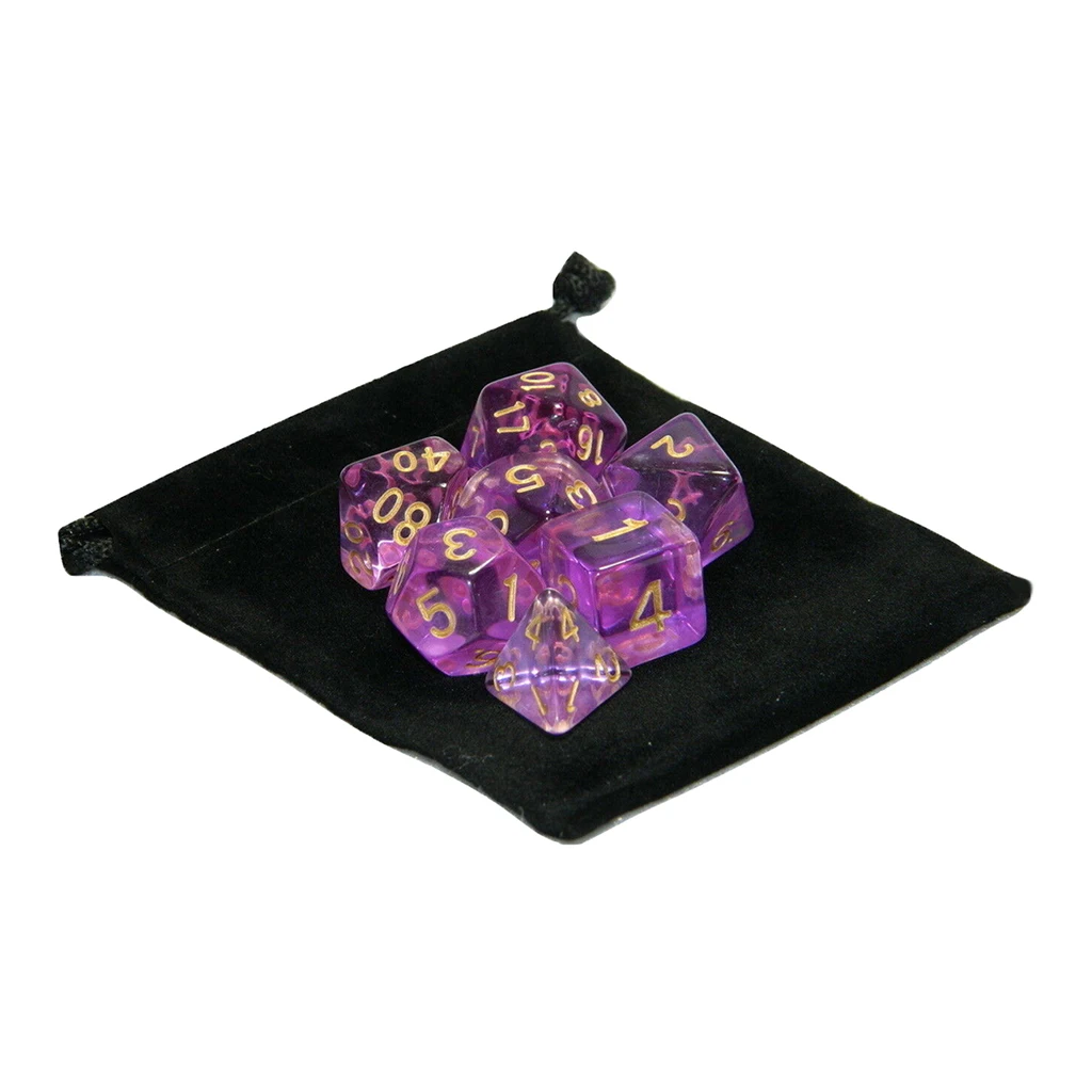 7/10Pcs Polyhedral Dices Set D4 D6 D8 D10 D12 D20 w/ Pouch Entertainment Toys Role Playing Game Supplies for DnD RPG Card Games