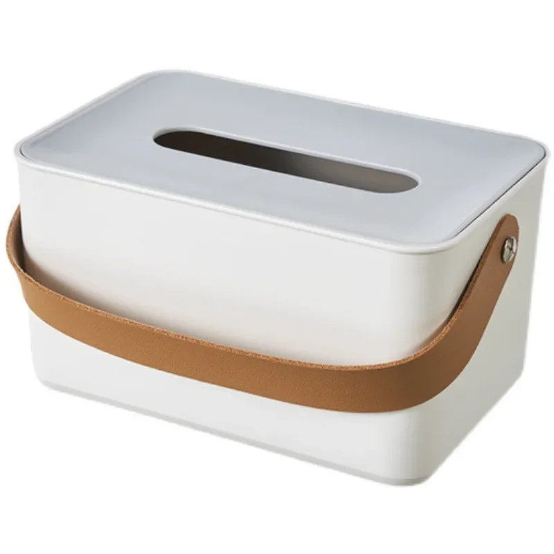 Portable Household Tissue Box Round Square Napkin Storage Box for Table Top of Tea Table Restaurant Modern Simplicity White 5
