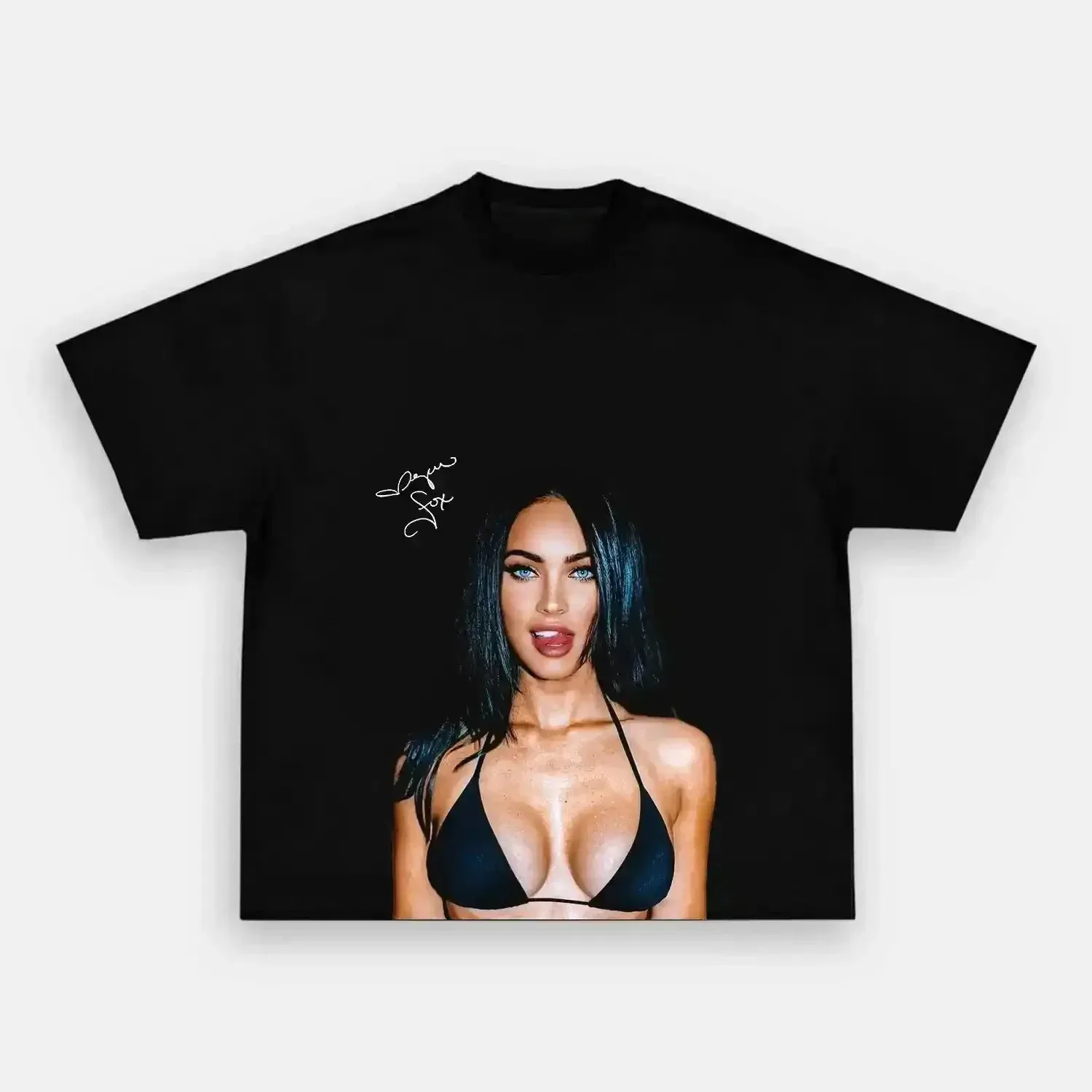 Megan Fox Signature Portrait Graphic Reines Baumwoll-Herrenhemd, 2026 Sommer Neu O-Ausschnitt Kurzarm Damen- und Herren-T-Shirt