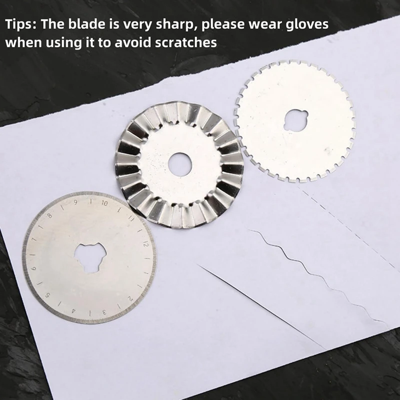 New 12Pack 45Mm Rotary Cutter Blades Kits, Perforating Rotary Replacement Blades For Fabric Leather 7 Edge Type