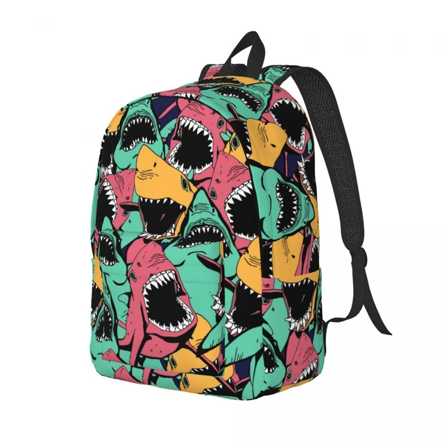 Nylon Student Schoolbag Wholesale Spoof Shark Mouth Printing