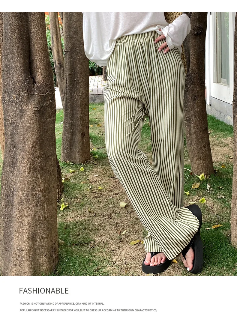 Gerade Gestreiften Pyjama Hosen Neue Frühling Herbst Hause Tragen Hosen Casual Koreanische Nachtwäsche Pyjamas Hose Frauen Pantalones – Detail 6