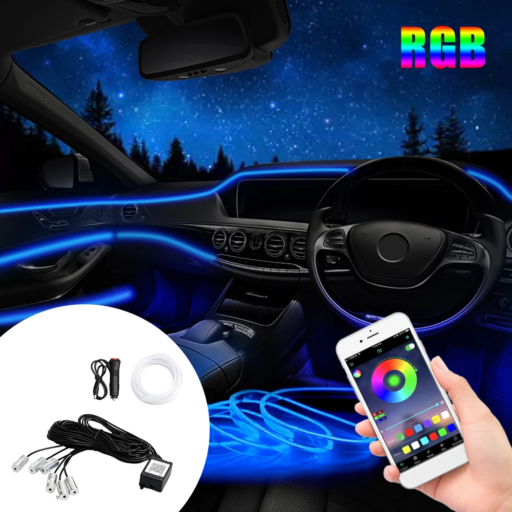 Tira de luces Led de neón para salpicadero de coche, accesorios de  decoración Interior con Bluetooth, 5/6/9/10 en 1, Control por aplicación de  música - AliExpress