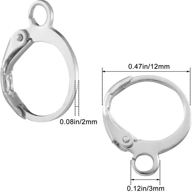 Earring Lever Back Hooks Brass 50pcs Hypoallergenic Earring Round Hook Ear Wire with Open Loop for Earring Design Jewelry Making