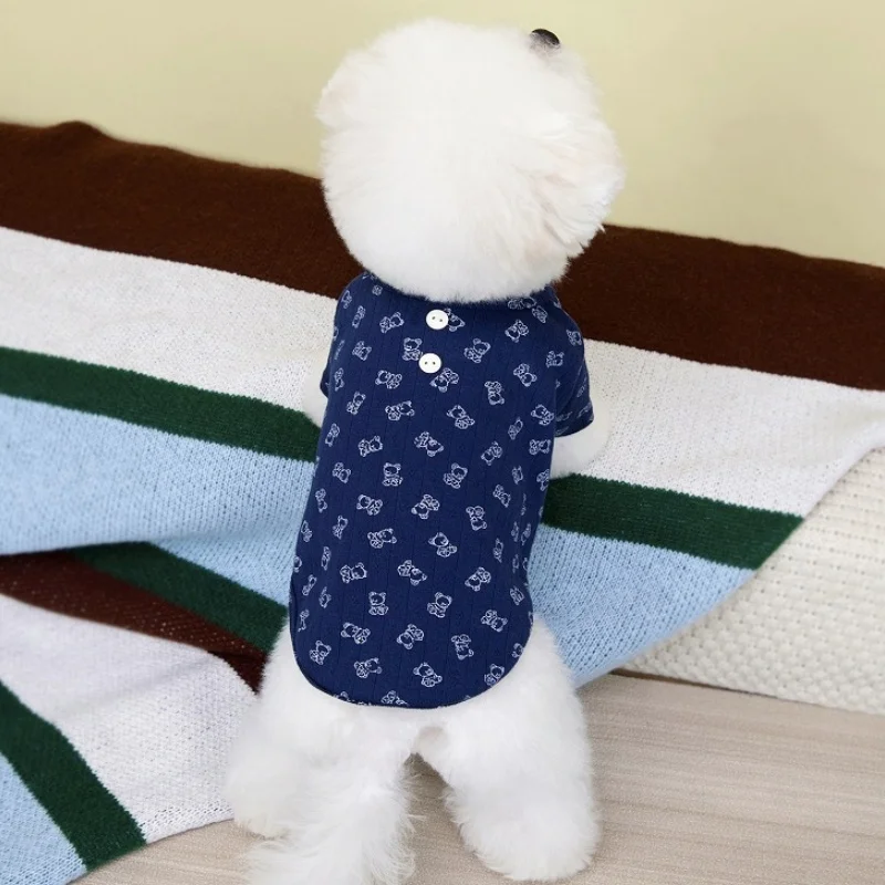 Autumn Soft Dog Shirt Warm Dog Clothes Bear Print Puppy Undershirt Fashion Cute Bottoming Shirt Pet Vest Bichon Poodle Apparel 2