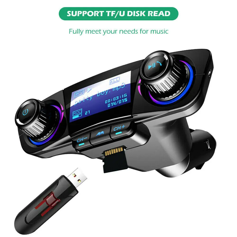 Bluetooth Car FM Transmitter MP3 Player Hands free Radio Adapter Kit USB Charger fm transmitter bluetooth wireless car kit handsfree dual usb car fast charger 3 1a mp3 music tf card u disk aux player colorful