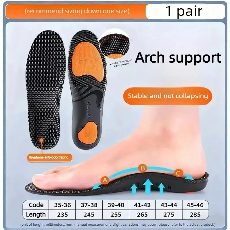 Orthotic Arch Support Sports Insoles 1 Pair Shock Absorbing Graphene Antibacterial Anti-Odor Shoe Pads Foot Pain Relief Running - Image 5