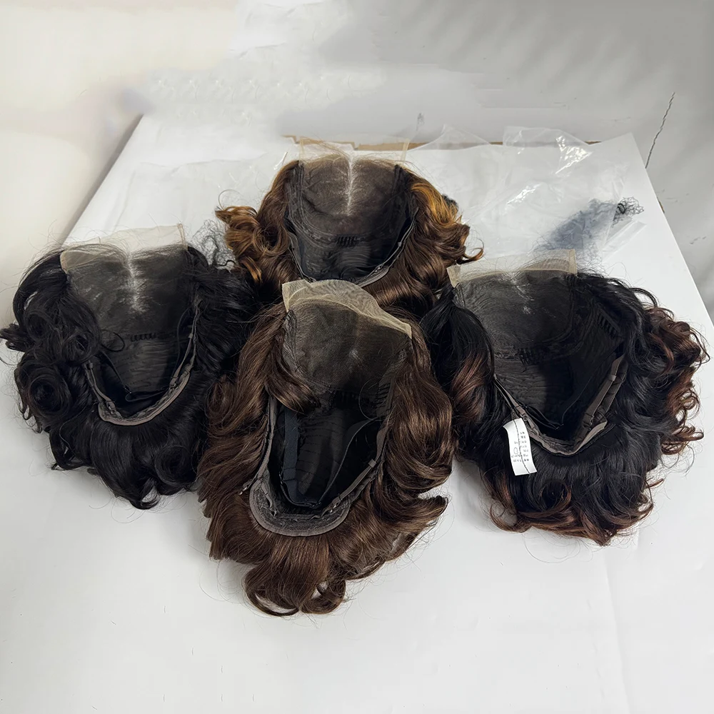 250% Density  5x5 Lace Closure Wig Short Loose Bouncy  Wig 100% Human Hair Loose Bouncy Human Hair Wig For Black Women