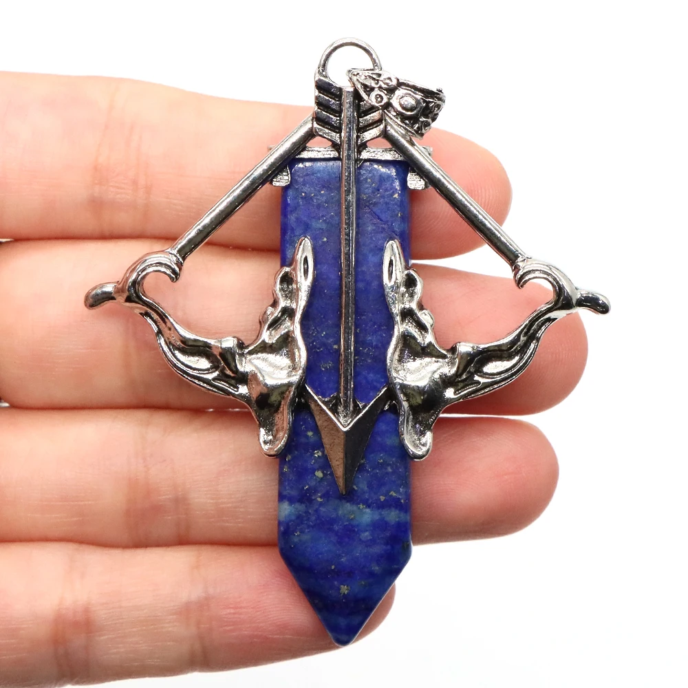 Natural Crystals Long Sword Gems Pendant Healing Reiki Cupid Angel Wings Stones Arrow Chakra Charms Jewelry Necklaces Love Gift