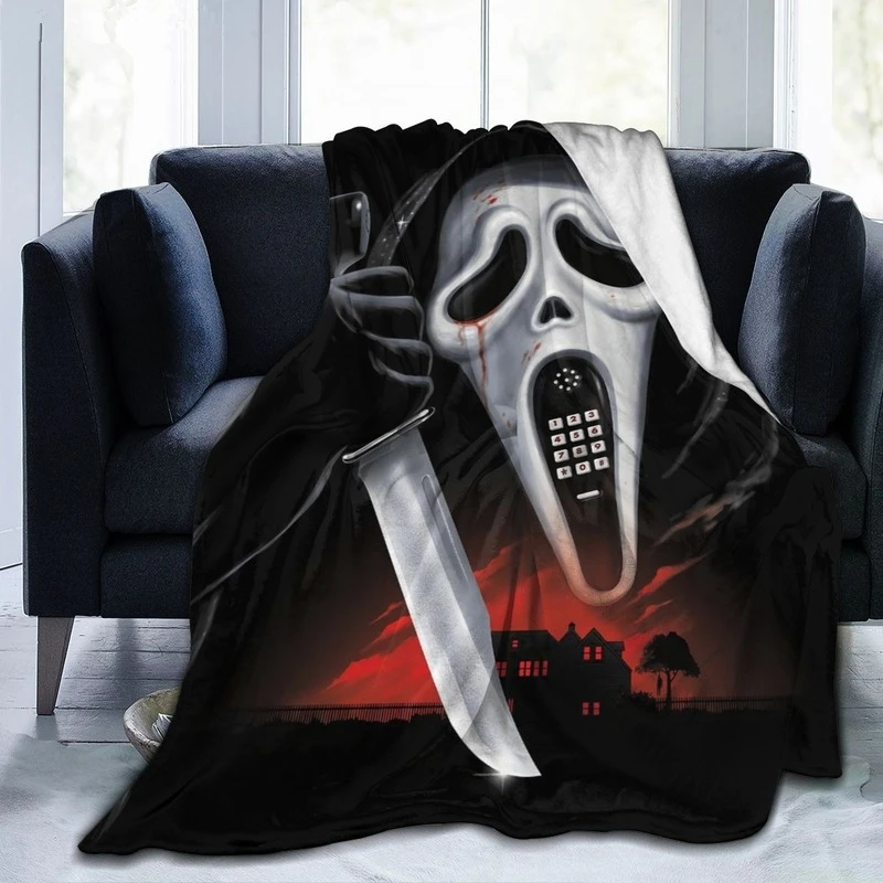 

Halloween Scream Ghostface Series Flannel Blanket All Season Warm Soft Throw Blanket for Bed Sofa Home Decor Halloween Gifts