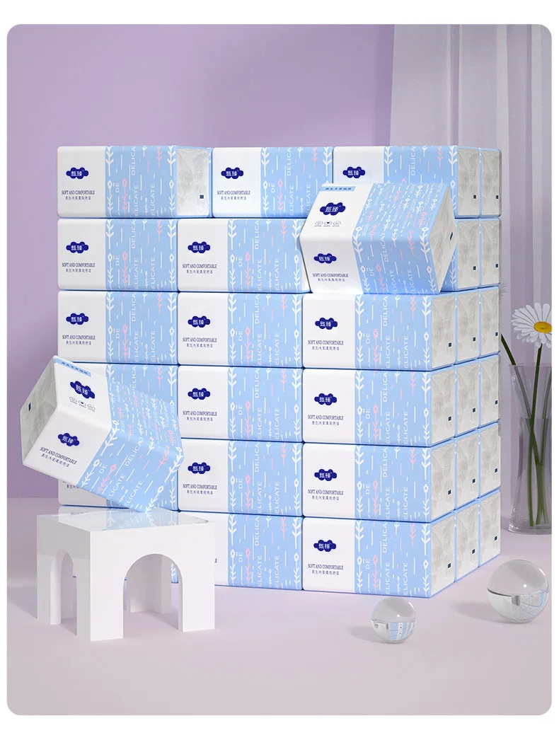 10box Paper Napkins Household Virgin Wood Pulp Paper 4 Layer No Fragrance Thickened Facial Tissue Portable Travel Towels