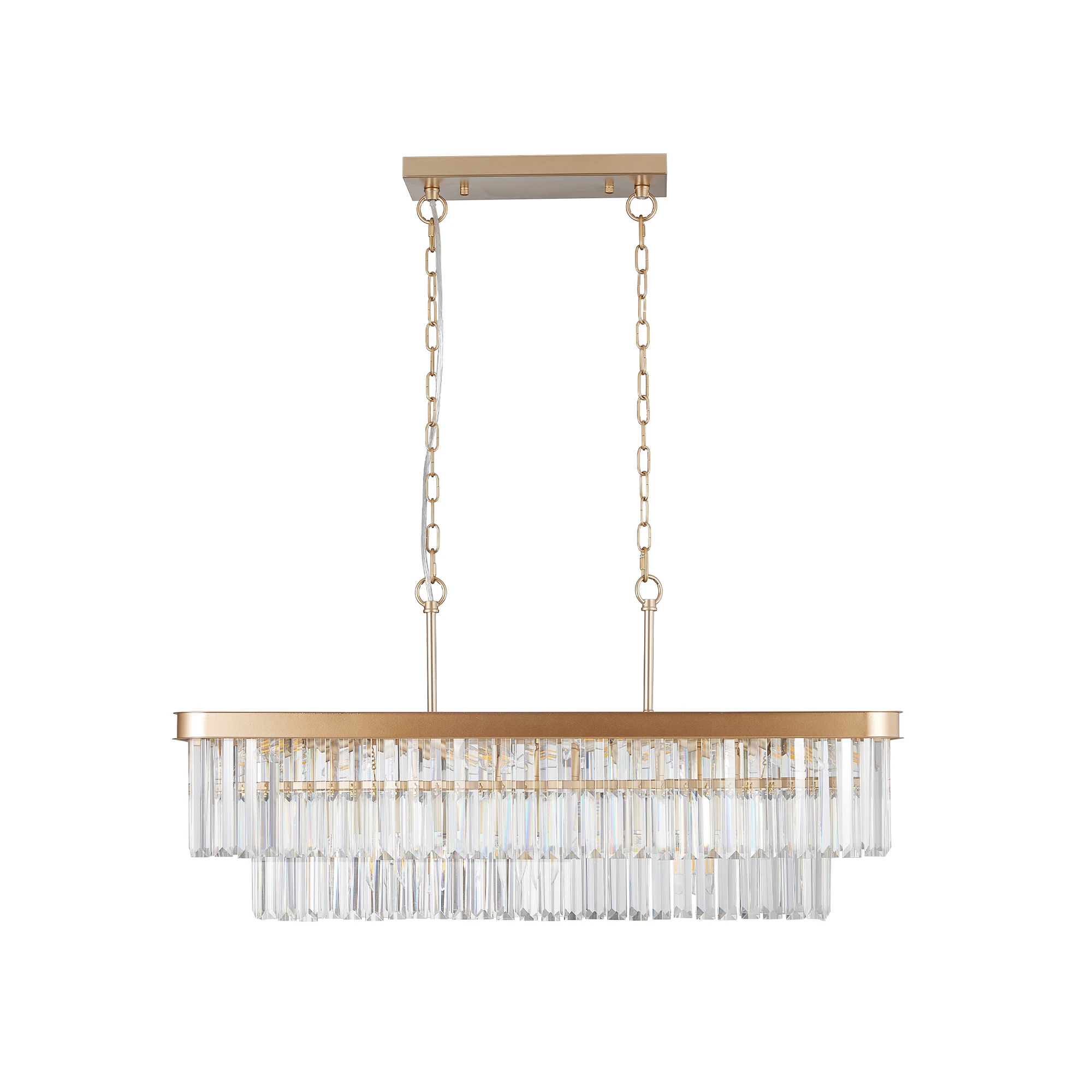 Chandeliers,Rectangular Crystal Chandelier Adjustable,E12 Modern Industrial Crystal Lights,Farmhouse Iron Ceiling Hanging Light