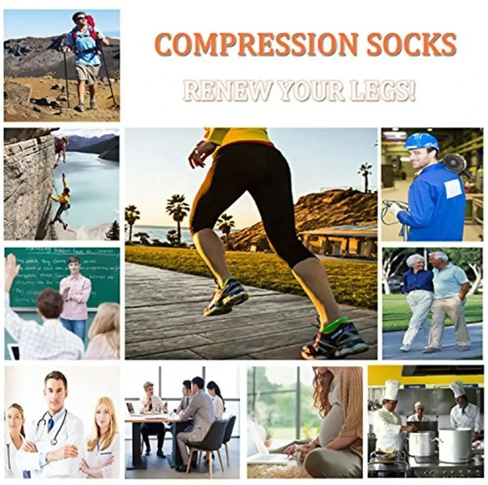 3 Pairs Compression Socks For Men Women Varicose Veins Diabetes Pregnancy Socks Gym Outdoor Running Natural Hiking Cycling athletic socks