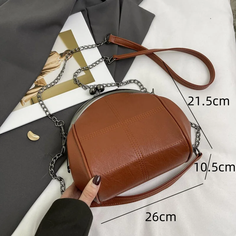 New Shell Bags Female Shoulder Bags Fashion Leisure Trend Commuter Retro Chain Bag Advanced Sewing Thread Women's Crossbody