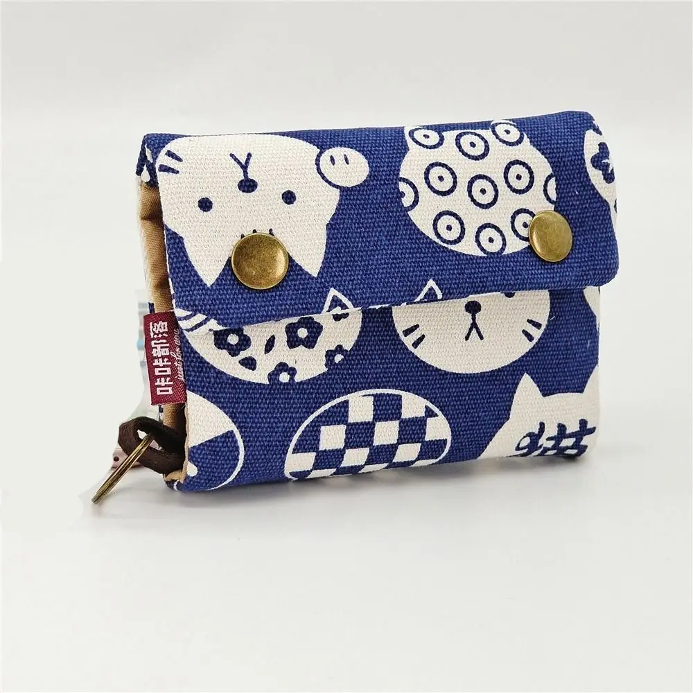 Multifunktion ale tragbare Leinwand Geldbörse dreifach drucken Maneki Neko Brieftasche Karten halter Glück Katze Reiß verschluss kurze Brieftasche Frauen – Detail 8