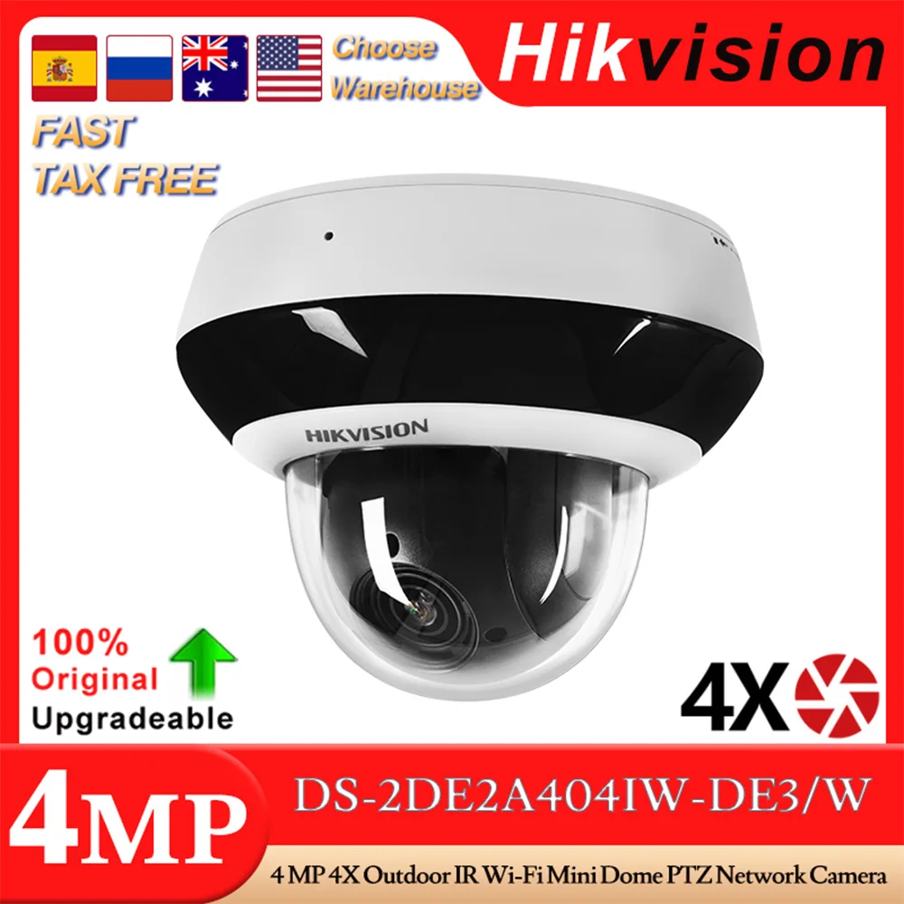 Hikvision 4MP Darkfighter PTZ IP Camera - 4x Zoom, PoE, Outdoor/Indoor, DS-2DE2A404IW-DE3