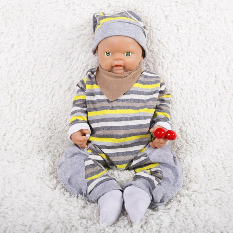 

18 Inch Reborn Boy Doll Realistic Green Eyes Reborn Baby with Clothes Hat Socks Can Take Pacifier