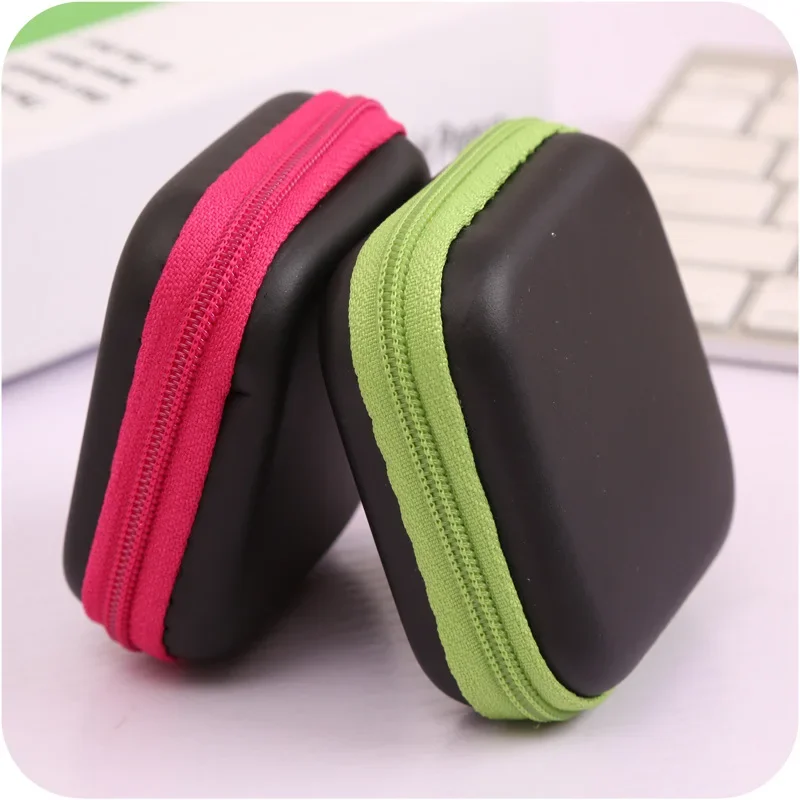 Headphones Storage Box USB Hard Case Coin Bags Waterproof SD Card Cable Earphone Bag Key Earbuds Holder Box Round Square Shape