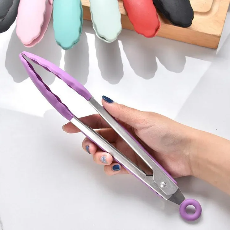 Stainless Steel plastics Grilling Tong Food Clip High Temperature Resistant Serving Non-Stick for Fried Steak Cooking Clamp Tool