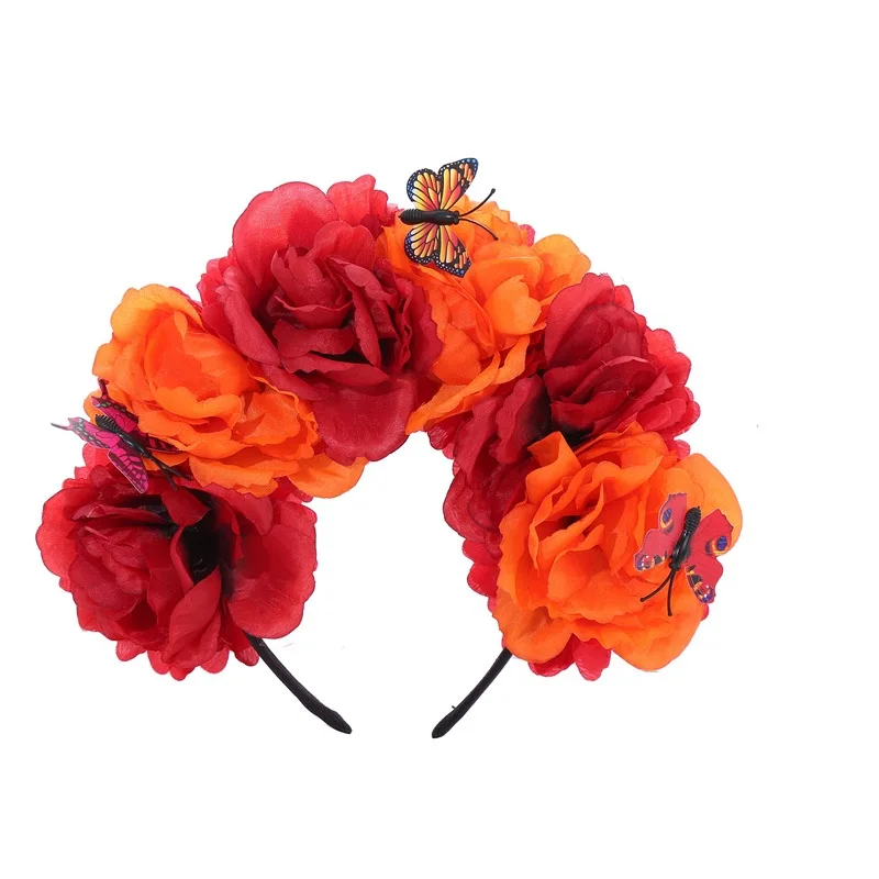 Tag der Toten Kopfbedeckung Frida Kostüm Mexikanische Blumenkrone Rose Stirnband Cosplay Maga Menn Francisco Lolita – Detail 20