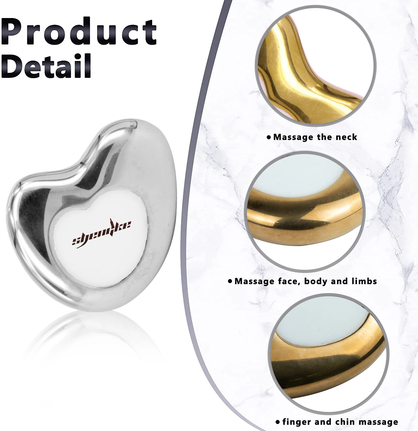 Upgrade Gua Sha Stainless Steel Tool for Face, Massage Scraper for Facial Skin Care (Metallic Luster)