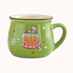 Festive Ceramic Christmas Mug with Santa and Elk Design - 150ML Capacity for Coffee, Milk, or Breakfast Beverages (Green bear)