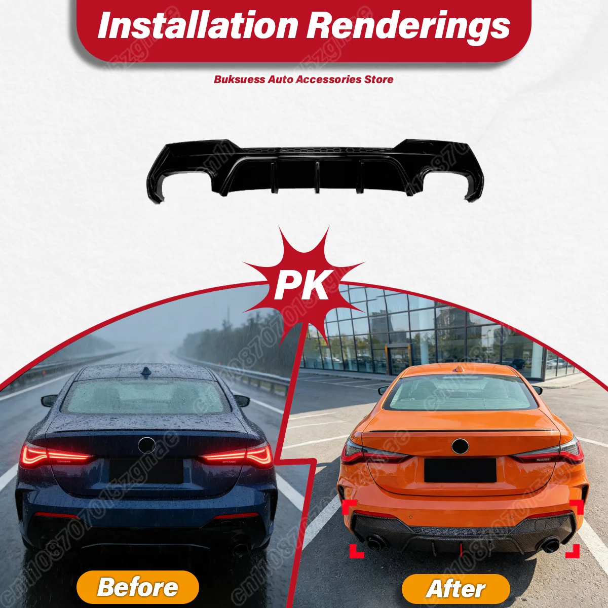 BMW 4 시리즈 G22 G23 쿠페 2020 2021 2022 2023 2024 차량용 리어 범퍼 LED 디퓨저 스포츠 스타일 스포일러 바디 개조 키트