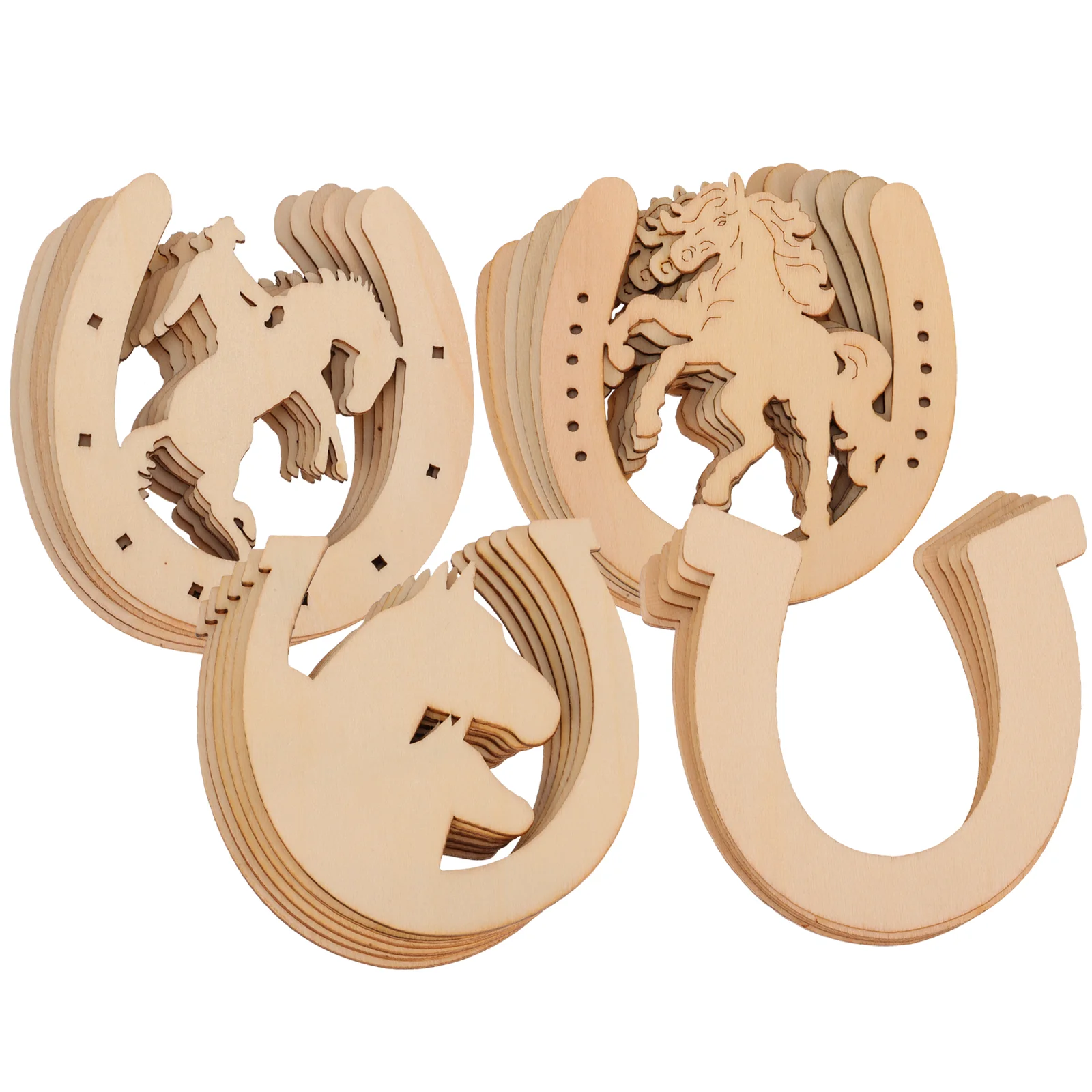 

Wood Slices Horseshoe Design Wood Chips DIY Handmade Graffiti Chip Wooden Hoof Decoration Blank Piece DIY