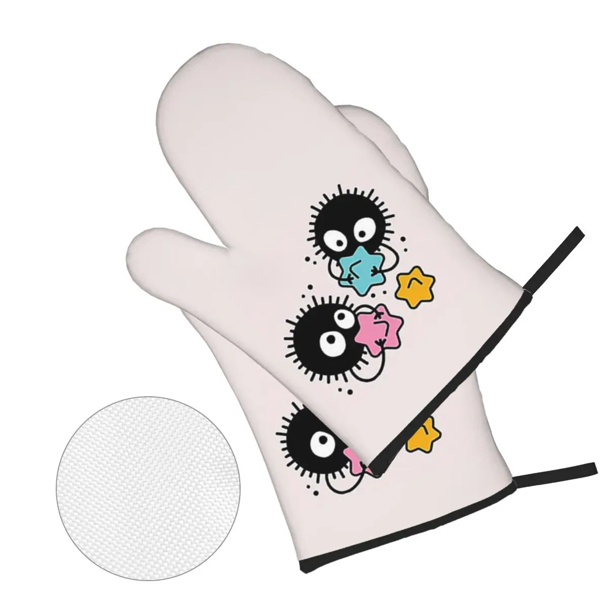 Soot Studio Ghibli Oven Mitts and Pot Holder Sets of 4 for Baking Kitchen Cooking Grilling Resistant Non-Slip Gloves