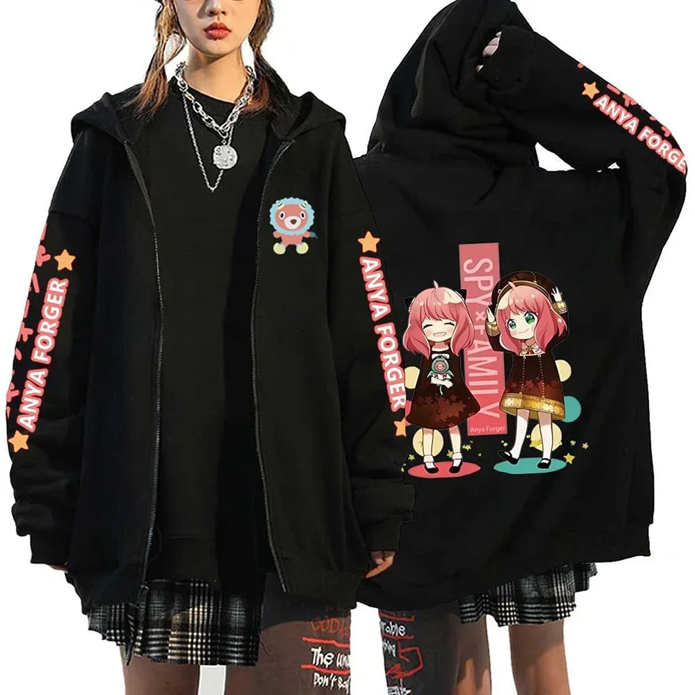 thumbnail image 1 of Sudaderas con capucha con cremallera y estampado para mujer, ropa de calle Harajuku, sudaderas de lana Y2K para mujer, cárdigan de manga larga informal Suelto, 1 of 5