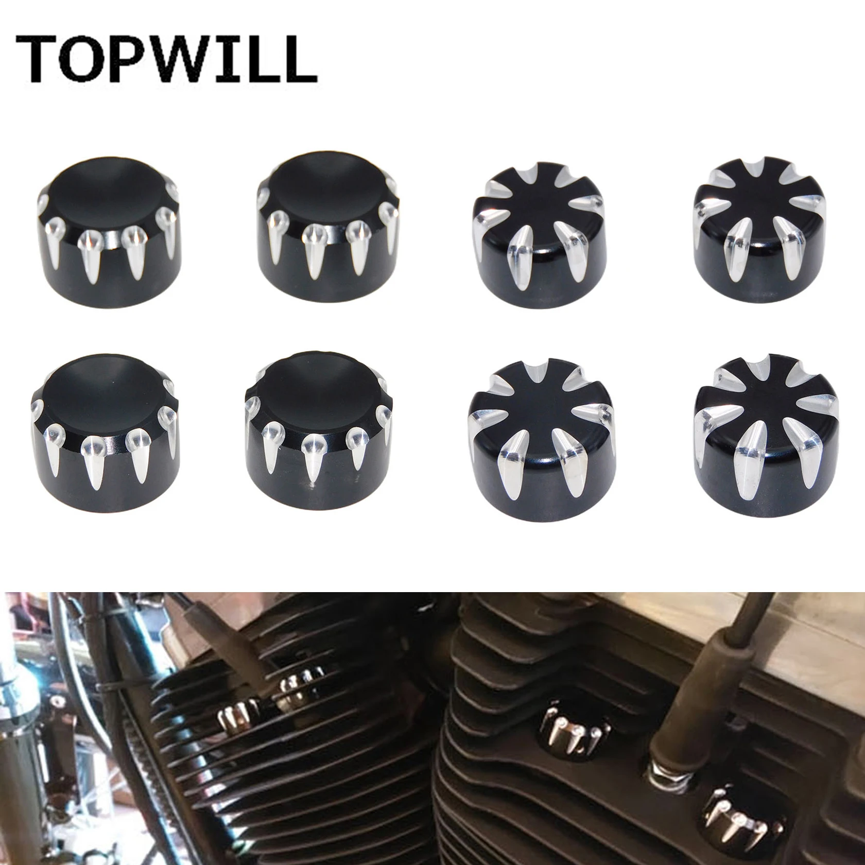 4xMotorcycle Spark Plug Head Bolt Cap Cover Plug Black/Chrome For