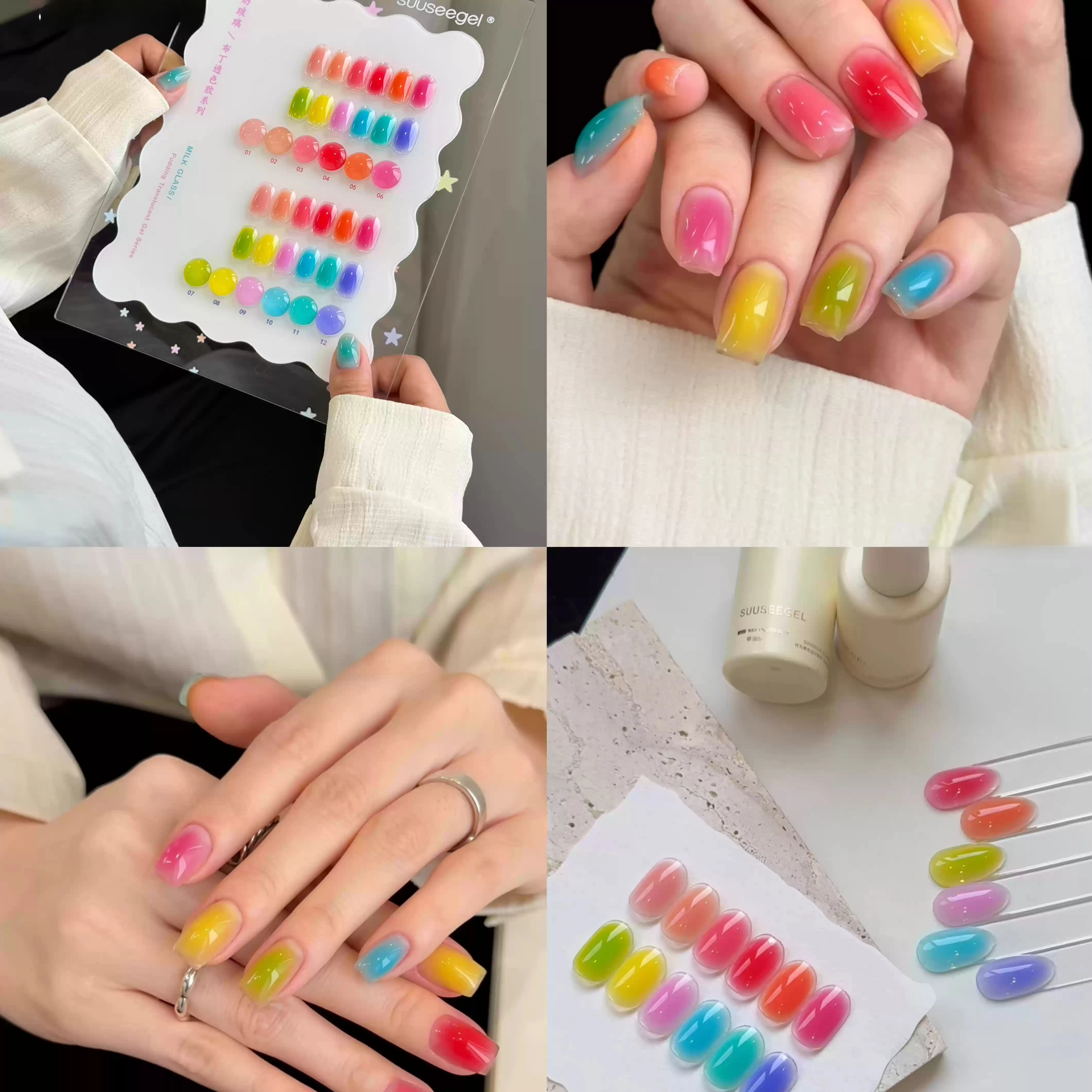 12개입 15ml 봄/여름 젤리 도파민 젤 네일 폴리쉬 인기 컬러 UV LED 경화..