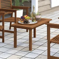 Tioman Hardwood Patio Furniture Outdoor Coffee Table in Teak Oil, 1-Tier, Brown, Café Tables 1