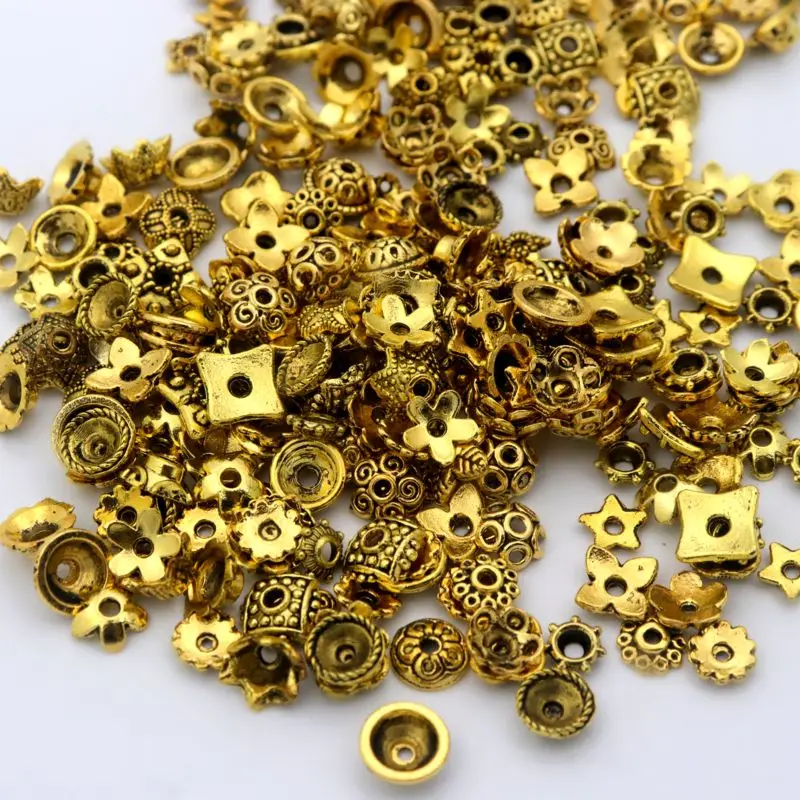 200 teile/paket Antike Silber Unebene Gemischte Größen Perlen Kappen Für Schmuck Machen Kleine Perle Ende DIY Handgemachten Schmuck Zubehör
