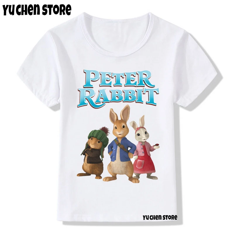 Peter Kawaii Kids T-Shirts Rabbit Printed Funny Movie Animal Kids Clothes Girls T-Shirt Harajuku Streetwear Summer Casual Tops cool shirts T-Shirts