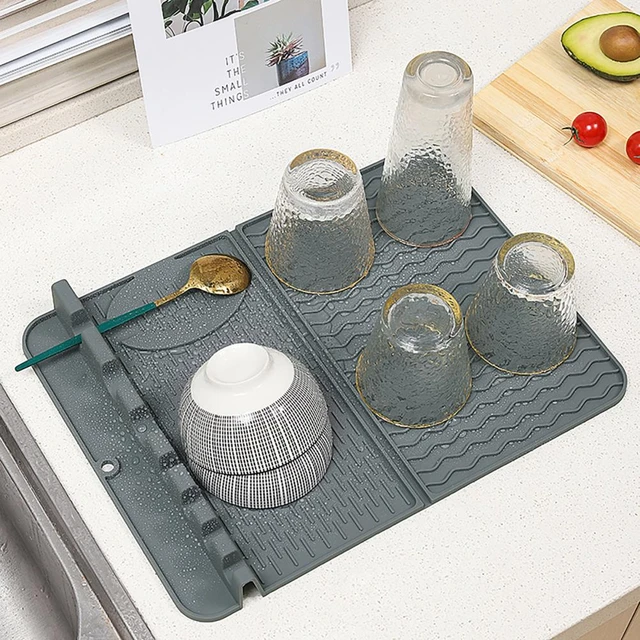 Silicon Dish Drying Mats Kitchen  Silicone Dish Drying Mat Table - Silicone  Dish Mat - Aliexpress