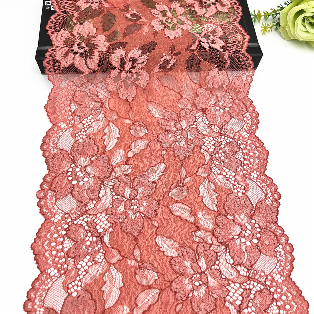 3y/lot Width 23cm Orange Red Elastic Stretch Lace 3